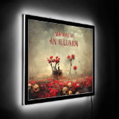 Red Rose Skull Goth Garden LED Sign (Angle)