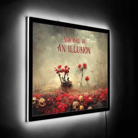 Red Rose Skull Goth Garden LED Sign (Angle)