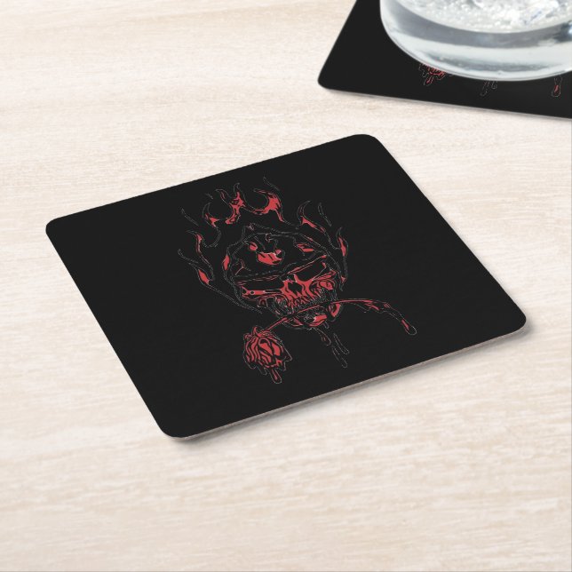 red rose square paper coaster (Angled)