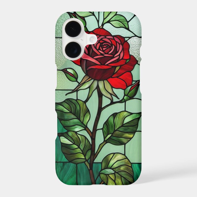 Red rose stained glass iphone case (Back)