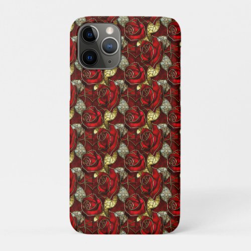 Red Rose Stained Glass Pattern iPhone 11 Pro Case