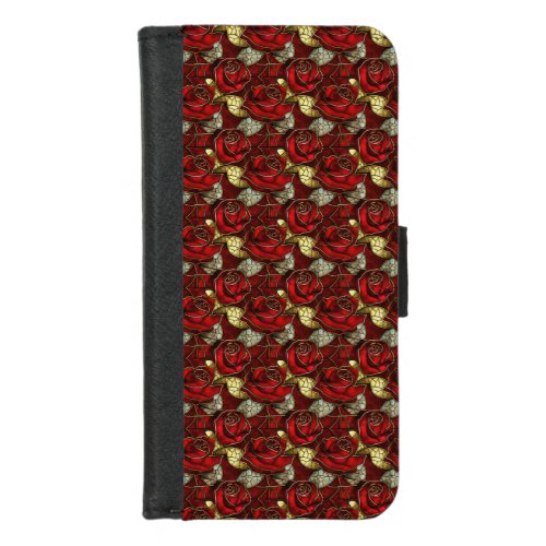 Red Rose Stained Glass Pattern iPhone 87 Wallet Case