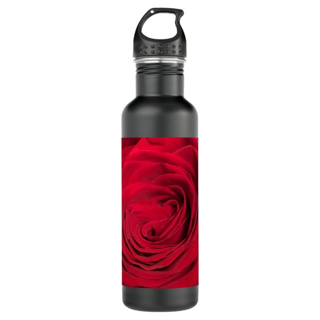 Red Rose  Stainless Steel Water Bottle (Front)