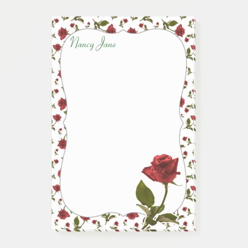 Red Rose  Stem Floral Photography Pattern  Post_it Notes