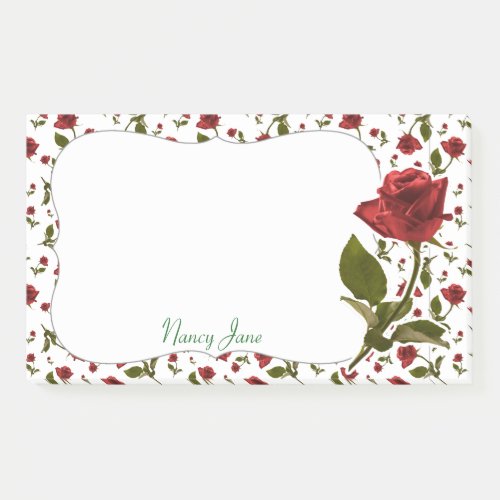 Red Rose  Stem Floral Photography Pattern Post_it Notes