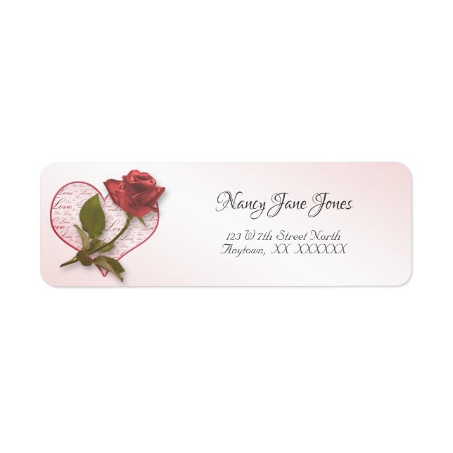 Red Rose & Stem Floral Photography Valentine Label (Front)