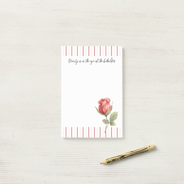 Red Rose Stripes Post-it Notes (On Desk)
