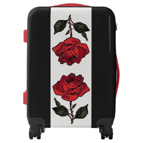 Red Rose Stylized Gothic Black Personalized Luggage
