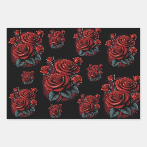 Red Rose Sunflower Rainbow Gift Wrapping Paper