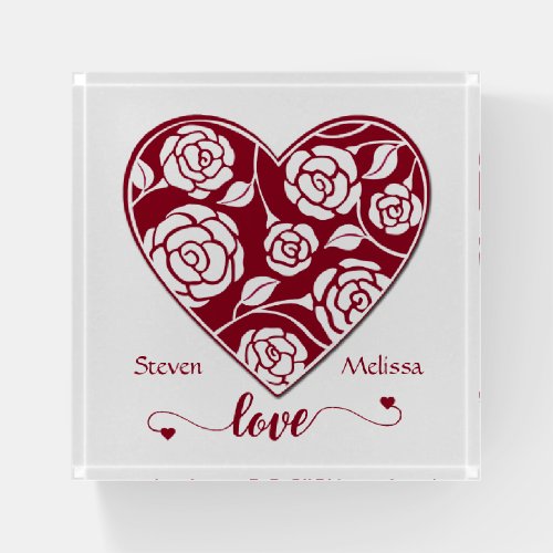 Red Rose Sweetheart Love Valentine Paperweight