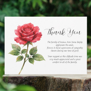Red Rose Sympathy Floral Funeral Thank you  Invitation