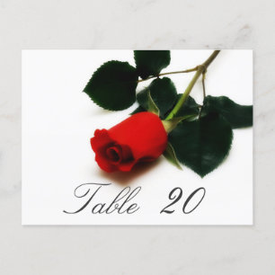 Red Rose Table Number Card