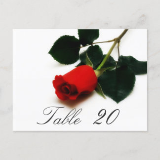 Red Rose Table Number Card