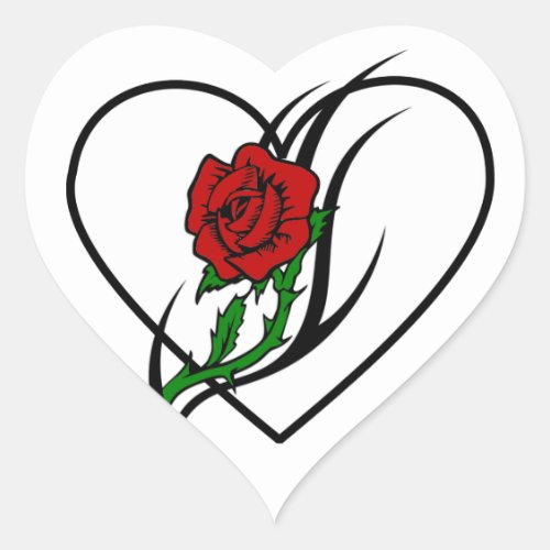 Red Rose Tattoo Heart Sticker