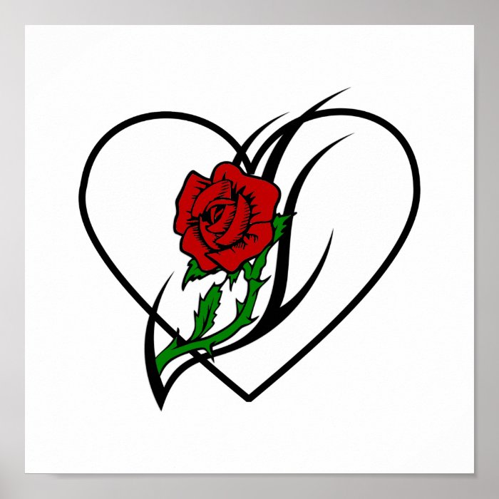 Red Rose Tattoo Print