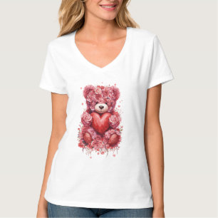 “Red Rose Teddy Bear – Cute Valentine Gift for Her T-Shirt