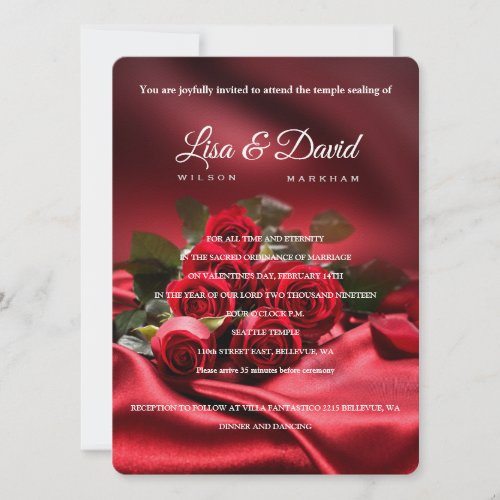 Red Rose Temple Wedding  Reception Invite