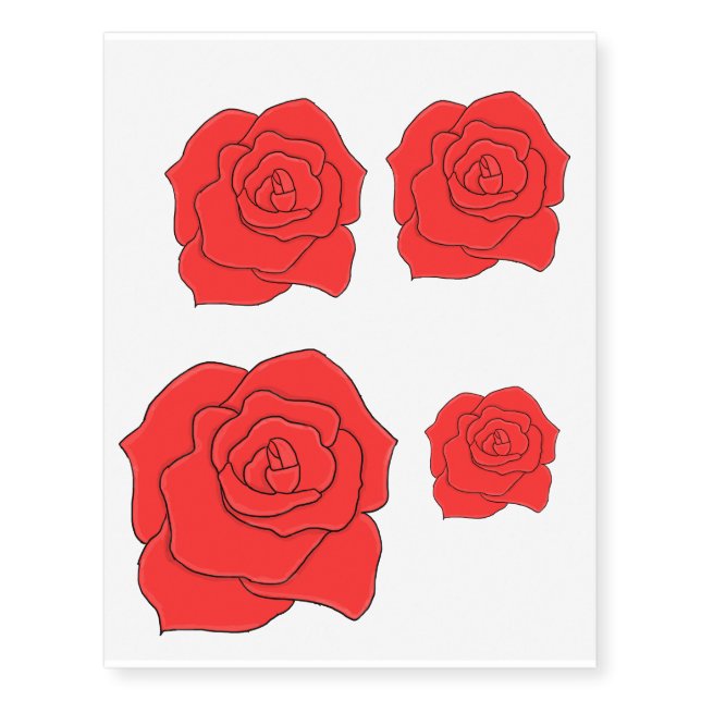 Red rose temporary tattoos (Front)