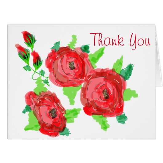 Red Rose Thank You Cards (Front Horizontal)