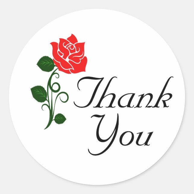Red Rose Thank You Sticker (Front)