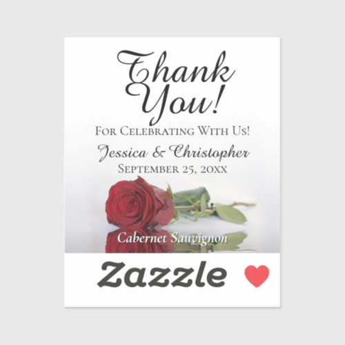 Red Rose Thank You Wedding Mini Bottle Label