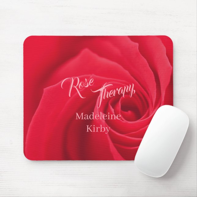 Red Rose Therapy Opaque Personalized Mouse Pad (With Mouse)