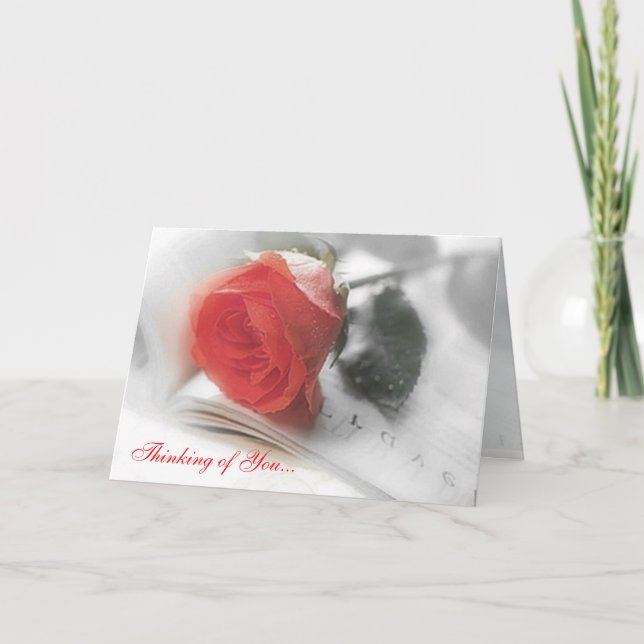 Red Rose - Thinking of You Card (Front)