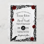 Red Rose & Thorn Frame Rustic Fairytale Wedding Invitation (Front/Back)