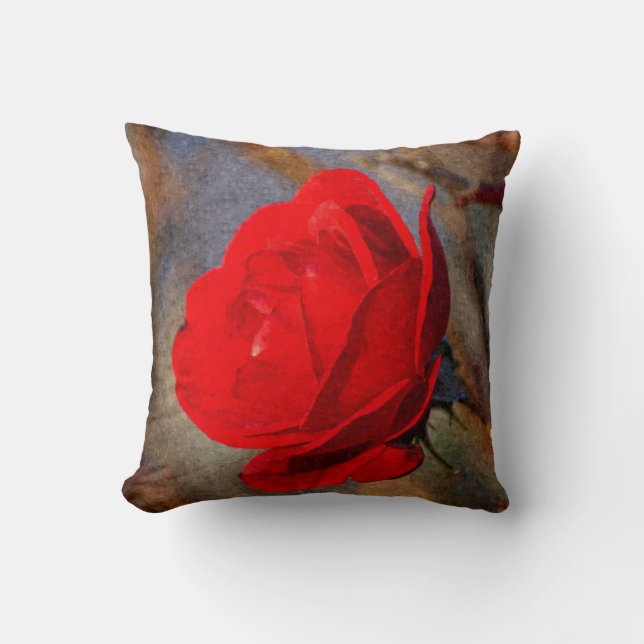 Red Rose Throw Pillow (Front)