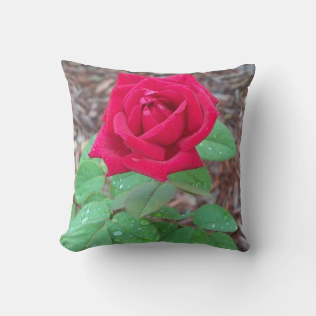 Red Rose Throw Pillow (Front)