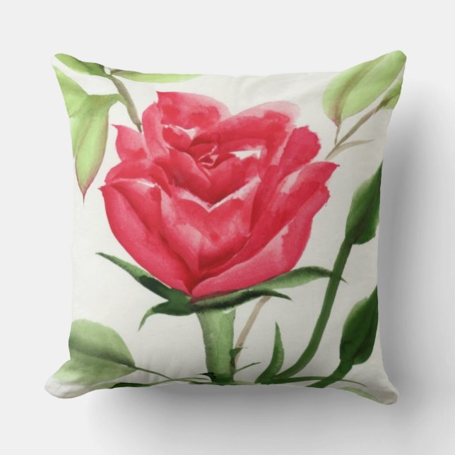 Red Rose Throw Pillow (Front)