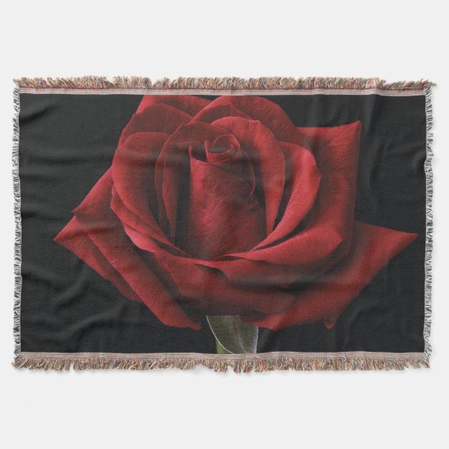 Red rose throw pillow blanket (Front)