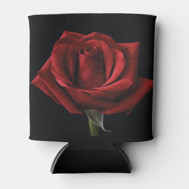 Red rose throw pillow can cooler (Front)
