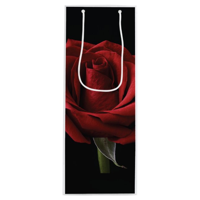 Red rose throw pillow wine gift bag (Front)