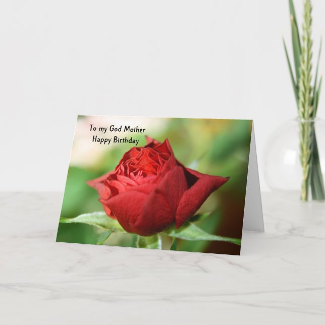 Red Rose  To my God Mother Happy Birthday Card (Front)