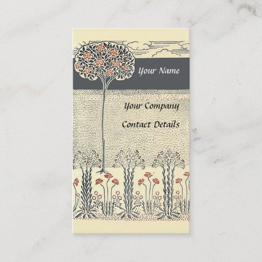 Customizable Red Rose Tree with Red Flowers Business Card