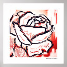 Red Rose Trendy Art Black White Wall Home Decor