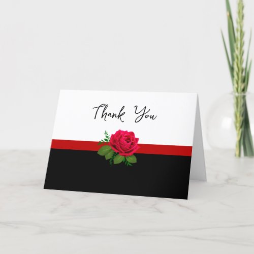 Red Rose Trendy Thank You Cards