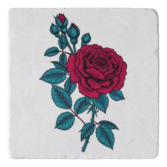 Red rose trivet (Front)