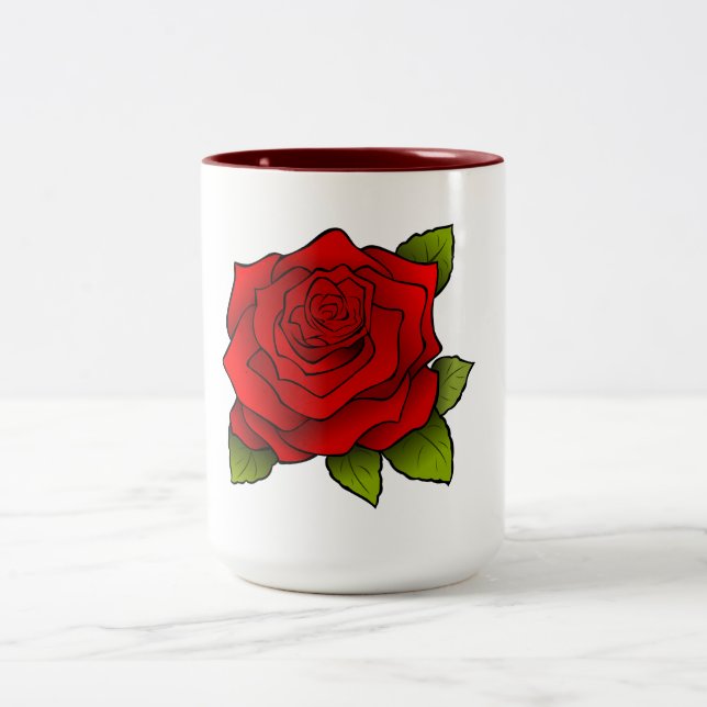 Red Rose Two-Tone Coffee Mug (Center)