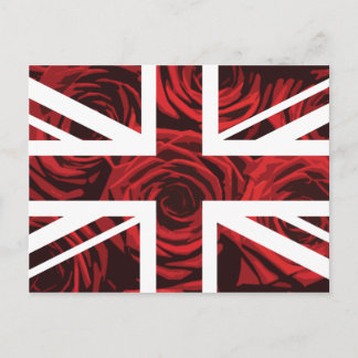 Red Rose Union Jack British(UK) Flag Postcard