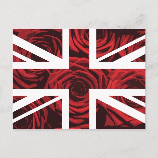 Red Rose Union Jack British(UK) Flag Postcard (Front)