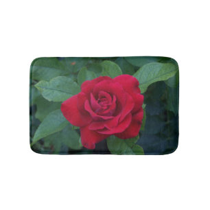 Red Rose Up Close Bathroom Mat