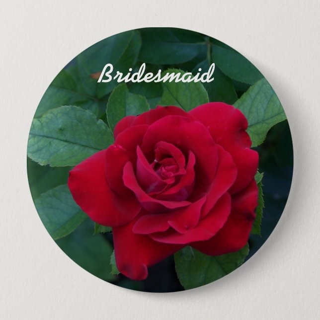 Red Rose Up Close Button (Front)
