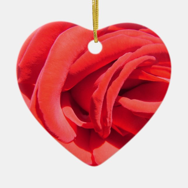 Red rose valentine ornament. ceramic ornament (Front)