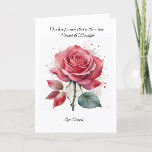 Red rose Valentines day card for herhim