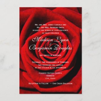 Red Rose Valentine's Day Wedding Invitations by CustomWeddingSets at Zazzle