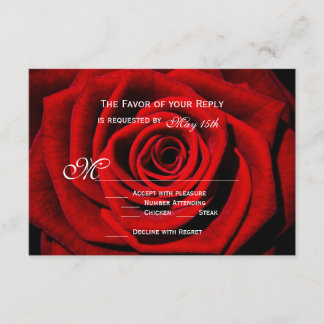 Red Rose Valentine's Day Wedding RSVP Cards