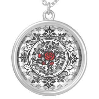 Red Rose Vine Vintage Necklace