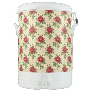 Red rose vintage pattern beverage cooler